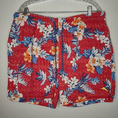 #ad Tommy Bahama Relax Mens Size XL Beach Tropical Floral Salmon Pink Swim Trunks