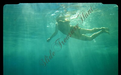 #ad #ad Man Swimming Underwater Candid 1950s 35mm Slide Red Border Kodachrome