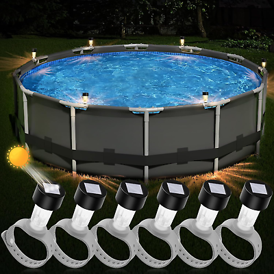 #ad 6 Pack Solar Pool Lights for Framed above Ground Pools Waterproof Swimming Pool