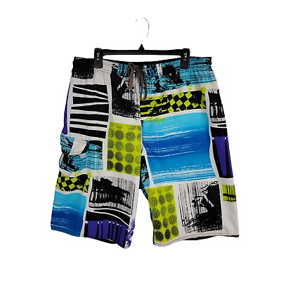 #ad Burnside Men#x27;s Swim Trunks sz Medium Multi Color Abstract Mesh Liner
