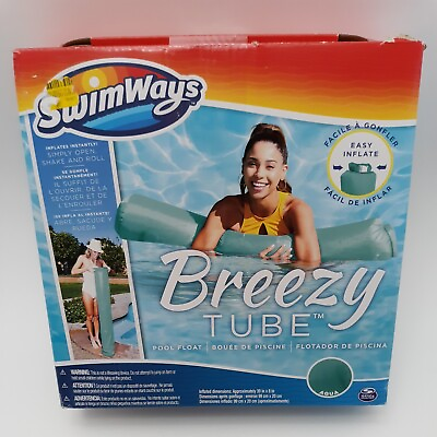 #ad SwimWays Breezy Tube Self Inflating Float AQUA Swimming Pool Float New open box