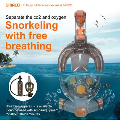 SMACO Swimming Underwater Mask Snorkel Full Face Wide View Foldable Anti Fog