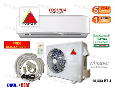 #ad 18000 BTU Ductless Air Conditioner Heat Pump Mini Split 220V 1.5 Ton With KIT