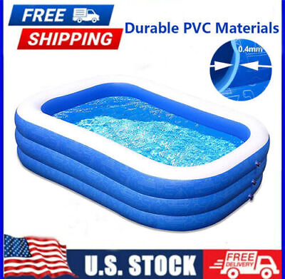102quot; Large Family Inflatable Pool Adult Kids Swimming Pool Outdoor Garden Summer