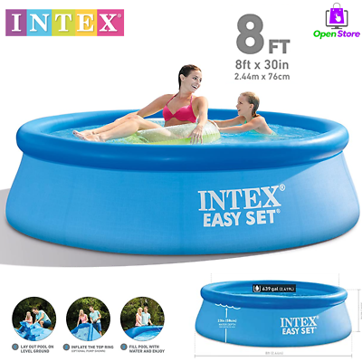 #ad 8 Foot x 30 Inch Round Inflatable Above Ground Outdoor Backyard Swimming Pool