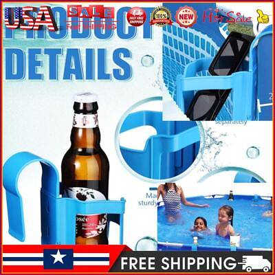 #ad Plastic Water Cup Hanging Holder Above Swimming Pool Drinks Beer Storage Shelf