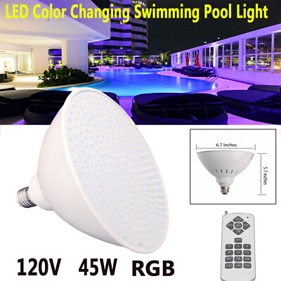 #ad 45W RGB LED Light Bulb w Remote control Color Changing Underwater Swimming Pool