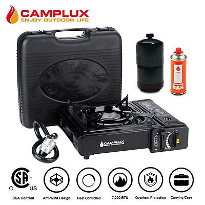 Camplux Tabletop Portable Gas Stove w Case Single Burner Outdoor Camping Grill