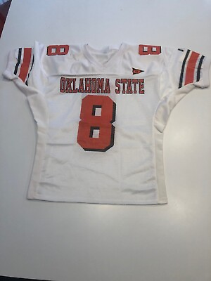 #ad Game Worn Used Oklahoma State Cowboys Football Jersey #8 Size L XL