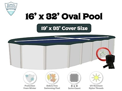 #ad Buffalo Blizzard 16#x27; x 32#x27; Oval DELUXE Swimming Pool Winter Cover w Clips