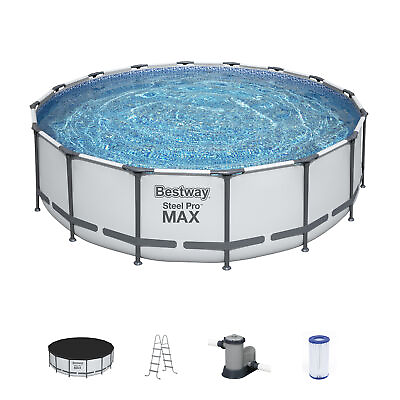 #ad #ad Bestway Steel Pro MAX 16#x27;x48quot; Round Above Ground Swimming Pool with Pump amp; Cover
