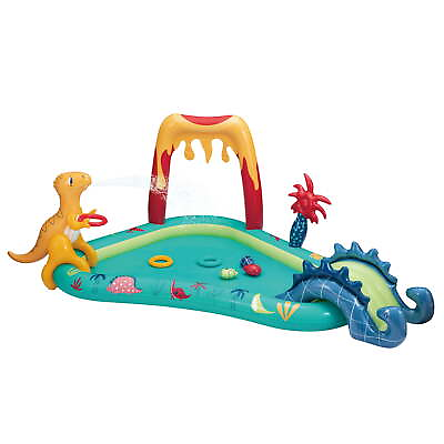 #ad Dino Inflatable Play Center Kiddie Pool with Sprinkler Toys Slide Age 2 amp; up