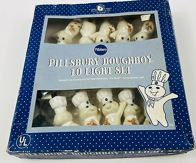 #ad Vintage 2004 Kurt Adler Pillsbury Doughboy 10 Light Set Tested