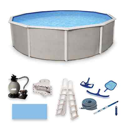 #ad Bluewave Belize Round 52in Deep 6in Top Rail Swimming Pool Package