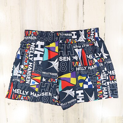 #ad Helly Hansen Newport Navy Burgee Sailing Flag Lined Swim Trunks Shorts Medium