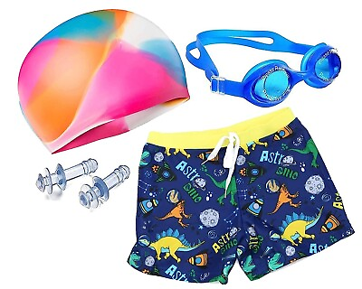 #ad Boys Swimming Kit with 1 Shorts 1 Anti Fog Goggles 1 Silicon cap1 noseclip