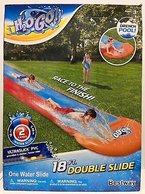 #ad Bestway H20GO 18ft Double Lane Ultraslick Slip N Slide Water Slide Drench Pool