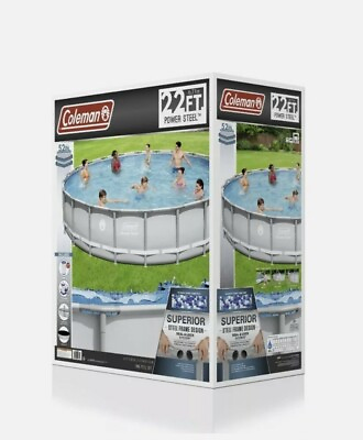 #ad 💥🆕💥Coleman 22#x27; x 52quot; Power Steel Round Frame Swimming Pool Set 🏊🏊