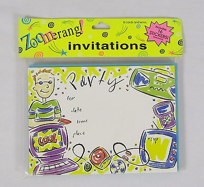 #ad ZOOMERANG 8 Pack Of Boys Electronic Themed Party Invitations With Stickers