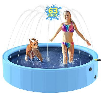 #ad #ad Foldable Dog Pool Sprinkler Kids Non Slip Swimming Heavy Duty Splash Pad