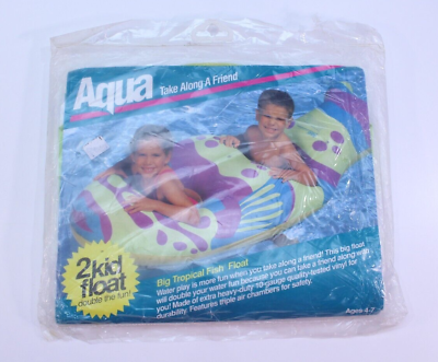 #ad NEW VTG 1993 Aqua Leisure Pool Float 2 Double Kids Big Tropical Fish Take Along