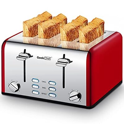 4 Slice toaster Best Rated Prime Retro Bagel Toaster with 6 Bread Shade Sett...