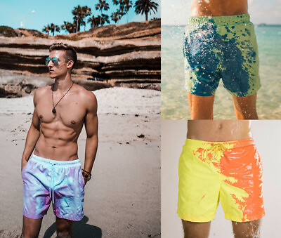 Men Summer Beach Sport Shorts Swimming Swimwear Trunks Board Pants Color Change
