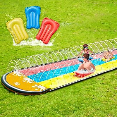 #ad Triple Lane Slip and Slide 16ft Water Lawn Slide with Sprinklers Includes 3 Body