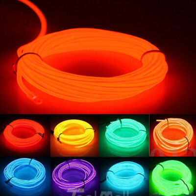 Neon LED Lights Glow EL Wire String Strip Rope Tube Decor Car Party Controller
