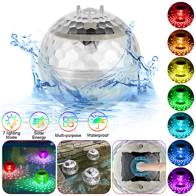 #ad 4X Outdoor Solar LED Light Garden Pond Swimming Pool Floating Rotating RGB Lamps