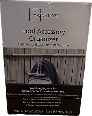 #ad NEW Mainstays Swimming Pool Accessory Organizer Silver Powder Coated Aluminum