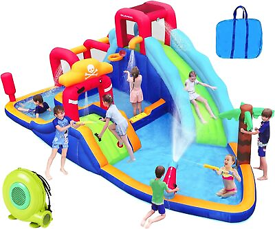 #ad New Inflatable Water Slide Bouncer House Splash Pool Climb w Blower Water Guns