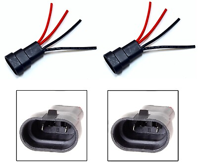 Wire Pigtail 2L Male 9012 HIR2 Two Harness Headlight Replace Bulb Socket Plug OE