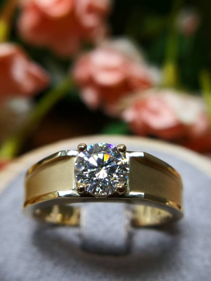 #ad 1.50CT Round Cut Lab Grown Diamond IGI CERTIFIED Wedding Ring 14k Yellow Gold