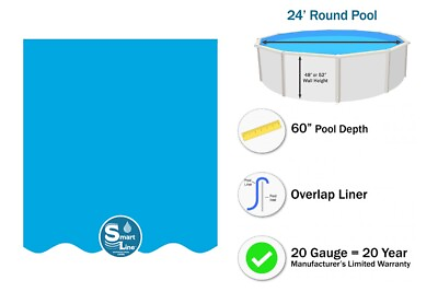 #ad SmartLine 24#x27; x 60quot; Round Expandable Blue Swimming Pool Liner 20 Gauge