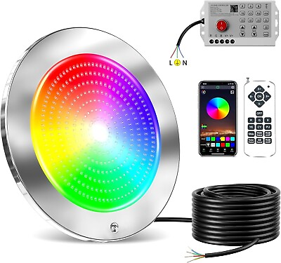 #ad PoCare 54W 10Inch LED Pool Lights for Inground Pool MultiColor 100 FT Cord