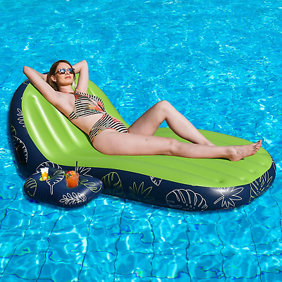#ad Heavy Duty Pool Float Lounger with Cup Holder Ultra Comfort for Swimming Pool