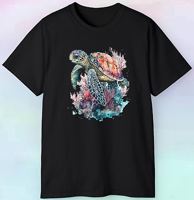 #ad #ad Men#x27;s Women#x27;s Sea Turtle Swimming Over a Reef T Shirt Ocean Colorful S 5XL