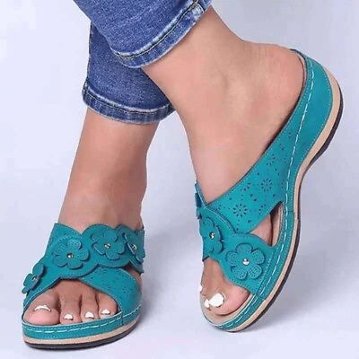 #ad Women Summer Pump Slip On Slippers Platform Wedges Slides Beach Sandals Shoes