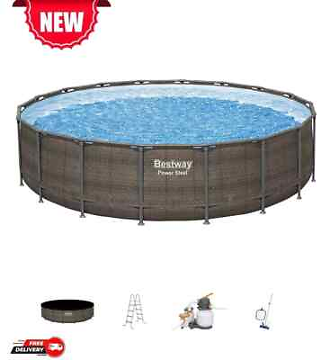 #ad Bestway Power Steel 18#x27; Above Ground Pool Set with Sand Filter Pump NEW Sport US