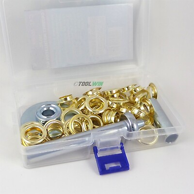 Grommet Tool Kit with 100 1 2quot; Brass Coated Grommets