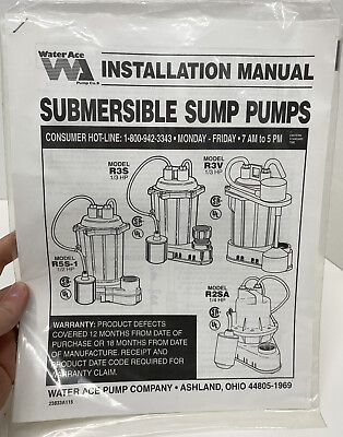 #ad water Ace submersible sump pump installation manual
