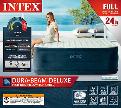 Intex 24quot; Dream Lux Pillow Top Dura Beam Airbed Mattress with Internal Pump FULL
