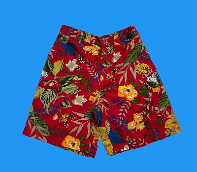 #ad Covington Mens Size Large Tropical Hawaiian Board Shorts Floral Red Swim Trunks