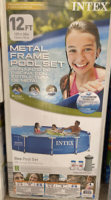 #ad Intex 12#x27; x 30quot; Metal Frame Above Ground Pool w Filter Pump