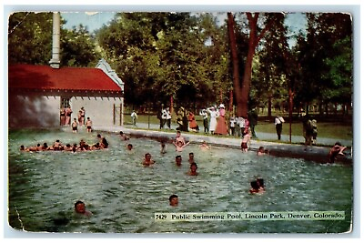 #ad #ad c1910 Public Swimming Pool Lincoln Park Denver Colorado Vintage Antique Postcard