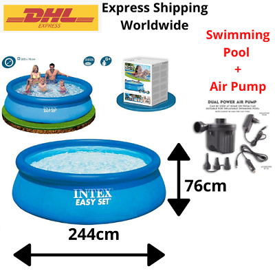 #ad Intex Easy Set 8ft x 30in Pool Above Ground Inflatable Swimming Round Family#x27;s