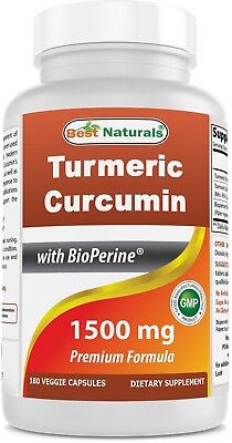 Best Naturals Turmeric Curcumin 1500mg 180 Vegetarian Capsules