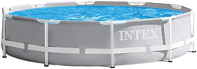 #ad Intex Prism Round Above Ground Hybrid Metal Frame Pool Set 10#x27;x30quot; Gray