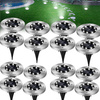 Solar In Ground Lights Outdoor Buried Lamp Disk LED Lawn Pathway Garden Lamp
